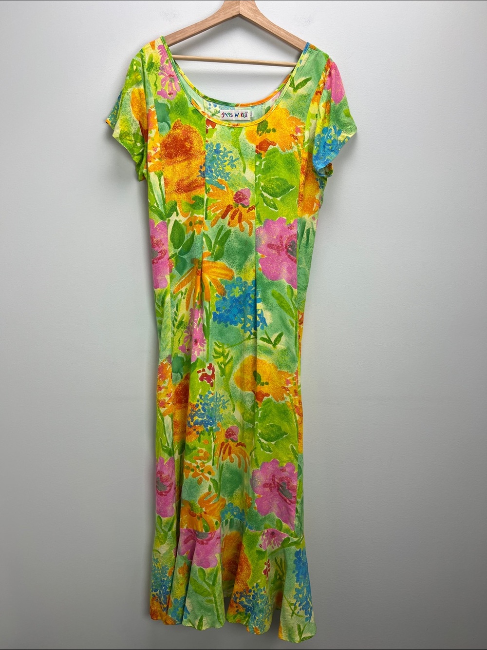 Jams World Summer Garden Floral Maxi Dress Tropical Made In Hawaii USA Large